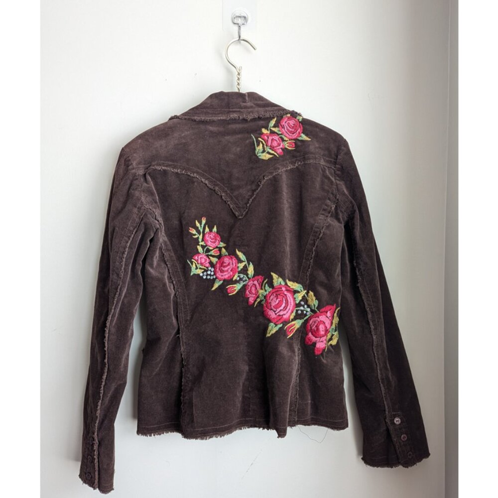 Vintage Johnny Was Micro Corduroy Y2K Embroidered Blazer Jacket - Picture 2 of 11